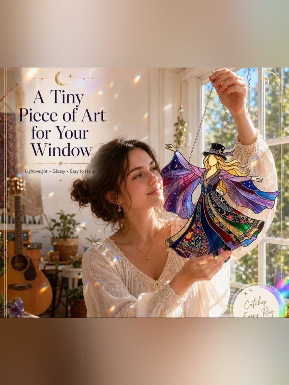 Acylic Purple Witch Suncatcher